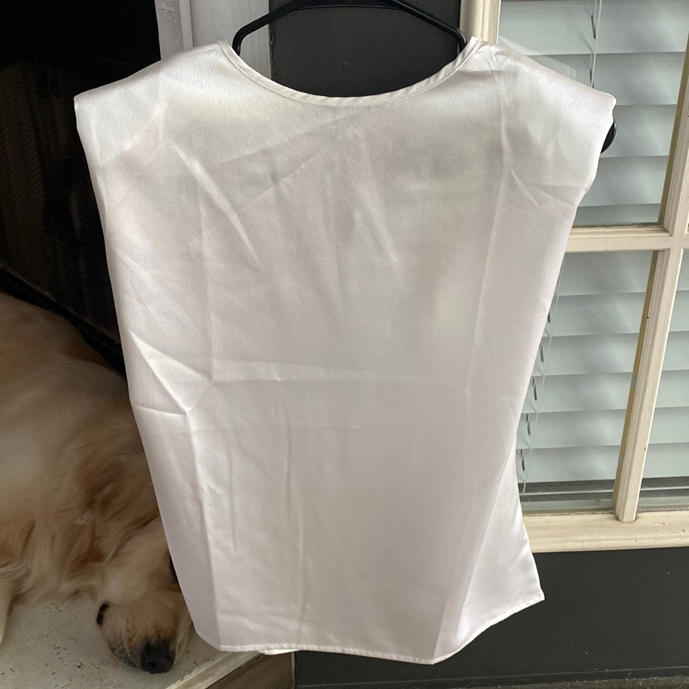 size small white silk business top